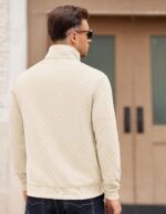 COOFANDY Mens Zip Up Sweatshirt Mock Neck Quilted Jacket Informal Lightw... - Image 7