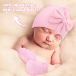 Sarfel 4 Pack Child Hats 0-6 Months New child Hats for Ladies with Bow Inf... - Image 3