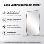 ANDY STAR 30x36” Gold Toilet Mirror, Rectangular Brass Mirror with Stainl... - Image 5
