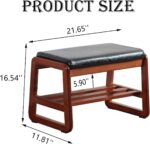 latifolia Stable Wooden Bench, Entryway Shoe Bench with Cushion, 2 Tier S... - Image 3