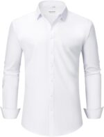 Mens Gown Shirts 4-Method Stretch Lengthy Sleeve Slim Match Breathable Wrinkl... - Image 3