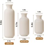 White Ceramic Vase Set of three,Fashionable Vase Ribbed Design,Minimalist Decor... - Image 3