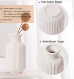 White Ceramic Vase Set of three,Fashionable Vase Ribbed Design,Minimalist Decor... - Image 4