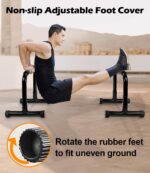 TABEKE Push Up Bar, 14'' Excessive Metal Parallettes & Dip Bar with Full Co... - Image 3