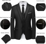 WULFUL Males's 3 Piece Slim Match Go well with Set Two Button Blazer Jacket Vest P... - Image 5