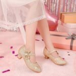 Dufannie Ladies Gown Sneakers Low Heel Princess Flats Mary Jane Flower We... - Image 3