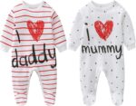2-Pack Child Garments New child Bodysuits I Love Daddy &Mummy Romper, Cott... - Image 2