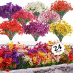24 Bundles Synthetic Flowers for Outdoor/Indoors, Pretend Flowers Plant... - Image 2