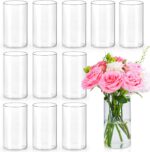 6 Inch Glass Cylinder Vases for Centerpieces | 12Pcs Clear Small Flowe... - Image 2