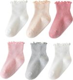 6 Pairs Toddler Ruffle Socks for Women - Child Grip Socks with Non-Slip... - Image 2