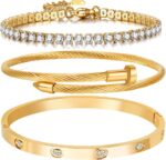 A D. ALLEN & DANMI. 18 Okay Gold Plated Love Bangle Bracelet Set Versatile... - Image 2