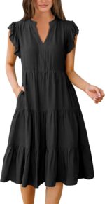 ANRABESS Womens Summer season Costume Ruffle Sleeve V Neck Midi Attire Style... - Image 2