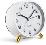 Analog Alarm Clocks,Retro Metallic Desk Silent Non Ticking Small Clock wi... - Image 2