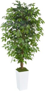 Synthetic Ficus Tree 6FT Fake Ground Tree with Planter UV Resistant Po... - Image 2