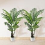 Synthetic Palm Tree 4FT, Suntee Faux Tree with White Tall Planter 2 P... - Image 2