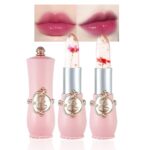 BINGBRUSH 2Pcs Colour Altering Lipstick,Pink Crystal Flower Jelly PH Mo... - Image 2