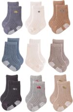Child Crew Socks,Grips Combed Cotton Socks Toddler Non-Skid for Women,B... - Image 2