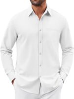 COOFANDY Mens Button Down Shirt Informal Untucked Shirts Lengthy Sleeve Dre... - Image 2