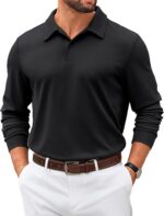 COOFANDY Males's Polo Shirts 2025 Lengthy Sleeve Informal Golf Shirts Gentle W... - Image 2
