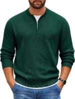 COOFANDY Mens Quarter Zip Pullover Slim Match Knit Sweater Light-weight M... - Image 2