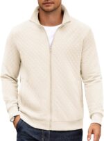 COOFANDY Mens Zip Up Sweatshirt Mock Neck Quilted Jacket Informal Lightw... - Image 2