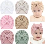 Cinaci 6 Pack Smooth Turban Hats with Bow Donut Nursery Hospital Caps Be... - Image 2