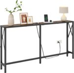 Console Desk with Oulets and USB Ports, 55.1" Couch Desk Behind Sofa... - Image 2