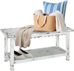 Nation Cottage 36-Inch Farmhouse Entryway Bench with Storage Shelf – ... - Image 2