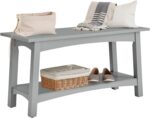 Craftsbury 36-Inch Wooden Entryway Bench with Storage Shelf – Dove Grey ... - Image 2