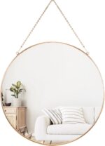 Dahey 11.8-inch Small Hanging Circle Mirror Wall Decor Gold Spherical Mirr... - Image 2