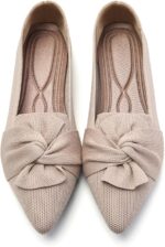 Flats for Womens Pointed Toe Ballet Flats with Bow Snug Knit Dr... - Image 2