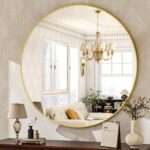 HARRITPURE Spherical Mirror 30 Gold Wall Mounted Circle Mirrors Vainness Mir... - Image 2