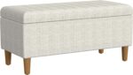 HomePop Malmo Ornamental Storage Bench -Cream Chevron Woven - Image 2