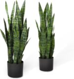 KOL 25.6’’ 2-Pack Synthetic Snake Plant, Fake Sansevieria Indoor Plan... - Image 2