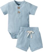 Ledy Champswiin Summer time New child Child Boy Lady Garments Set Ribbed Outfit... - Image 2