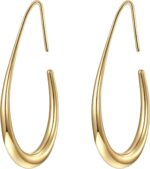 Light-weight Teardrop Hoop Earrings for Ladies - 14k Gold/White Gold Pla... - Image 2