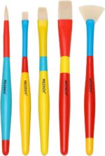 MEEDEN Paint Brushes for Youngsters: 5 Pcs Spherical Flat & Fan Youngsters Paintbrush ... - Image 2
