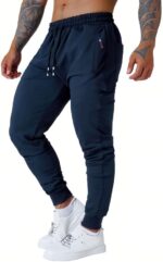 Mens Lively Athletic Exercise Jogger Sweatpants for Males with Zipper Poc... - Image 2