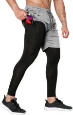 OEBLD Mens 2 in 1 Athletic Working Pants Fast Dry Gymnasium Exercise Shorts ... - Image 2