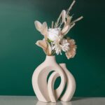 Off White Hole Ceramic Vase Set of two, Spherical Trendy Vase for Nordic M... - Image 2