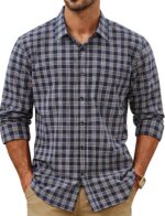 PJ PAUL JONES Males's Slim Match Lengthy Sleeve Plaid Shirt Cotton Enterprise C... - Image 2