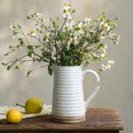 Quoowiit Ceramic Rustic Vase with Deal with, White Distressed Ornamental ... - Image 2