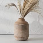 SIDUCAL Ceramic Rustic Farmhouse Vase, Sand Glaze End Boho Vase, Po... - Image 2