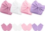 Sarfel 4 Pack Child Hats 0-6 Months New child Hats for Ladies with Bow Inf... - Image 2