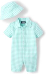 The Kids's Place baby-boys And New child Woven Plaid Romper and Hat ... - Image 2