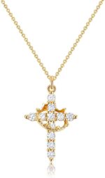 Upgraded Crown Cross Necklace for Ladies Ladies's Items 14K Gold Plated ... - Image 2