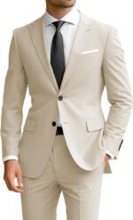 Wangyue Males's 2 Piece Swimsuit Slim Match Fits for Males Two Button Blazer Fo... - Image 2