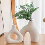White Ceramic Vase Set of two for Trendy House Decor, Spherical Matte Donut V... - Image 2