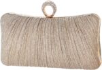 Womens Golden Glitter Clutch Purse Pleated Night Bag for Bridal Wedd... - Image 2