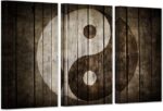 iHAPPYWALL Classic Yin Yang Wall Artwork Brown Image Rustic Wooden Portray... - Image 2